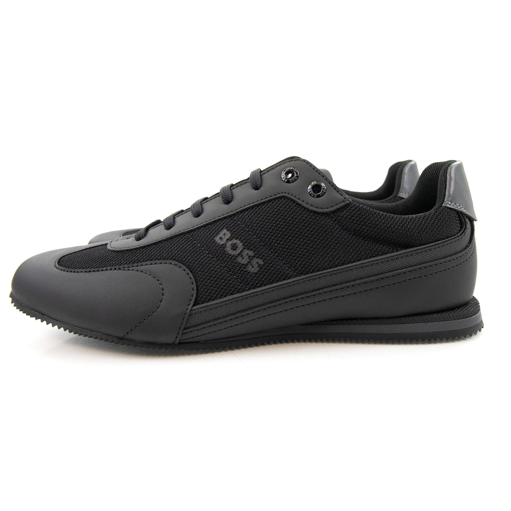 Hugo Boss Rusham Faux Leather And Mesh Trainers Black 001