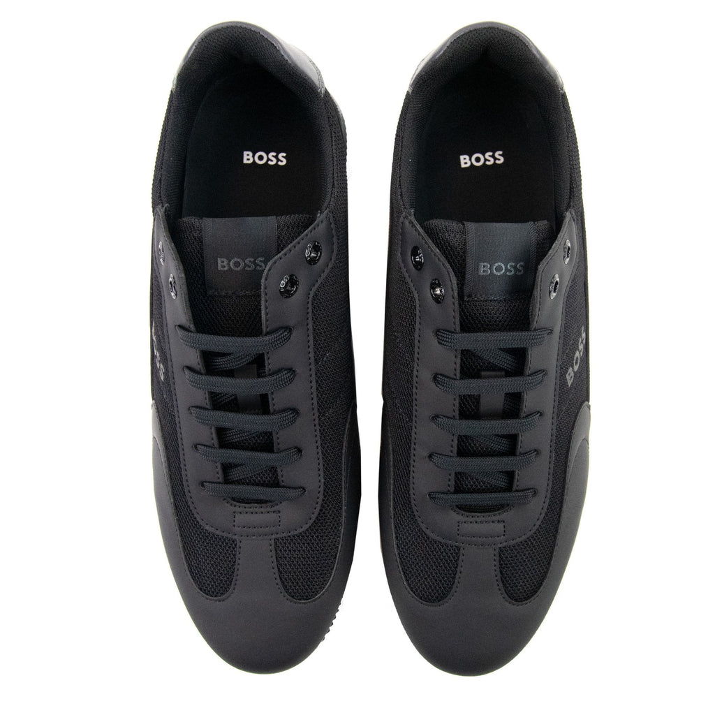 Hugo Boss Rusham Faux Leather And Mesh Trainers Black 001