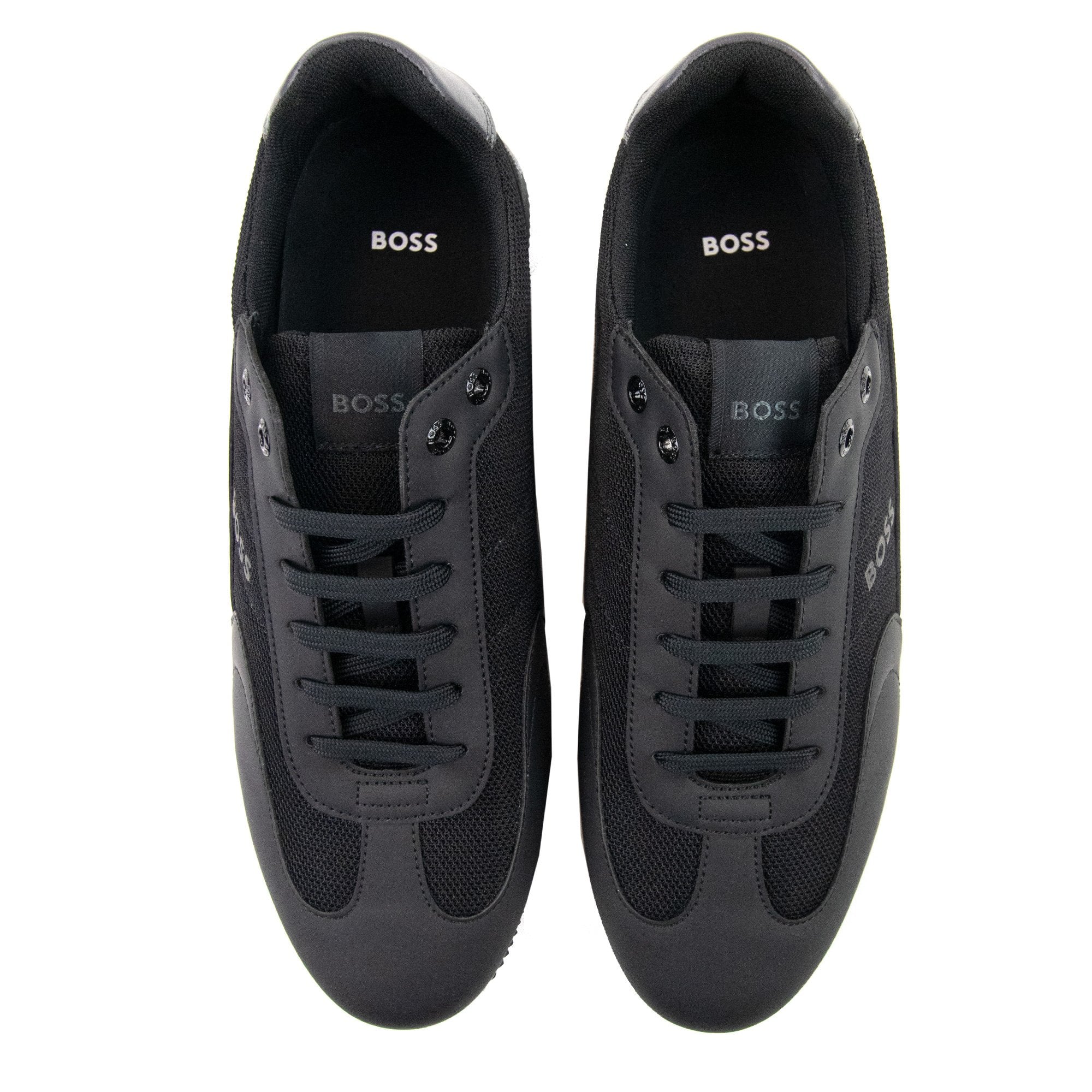 Hugo Boss Rusham Faux Leather And Mesh Trainers Black 001