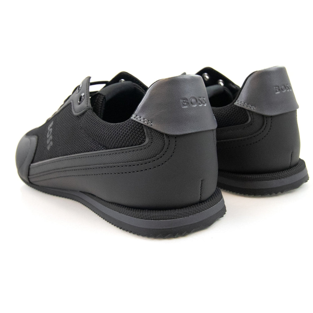 Hugo Boss Rusham Faux Leather And Mesh Trainers Black 001
