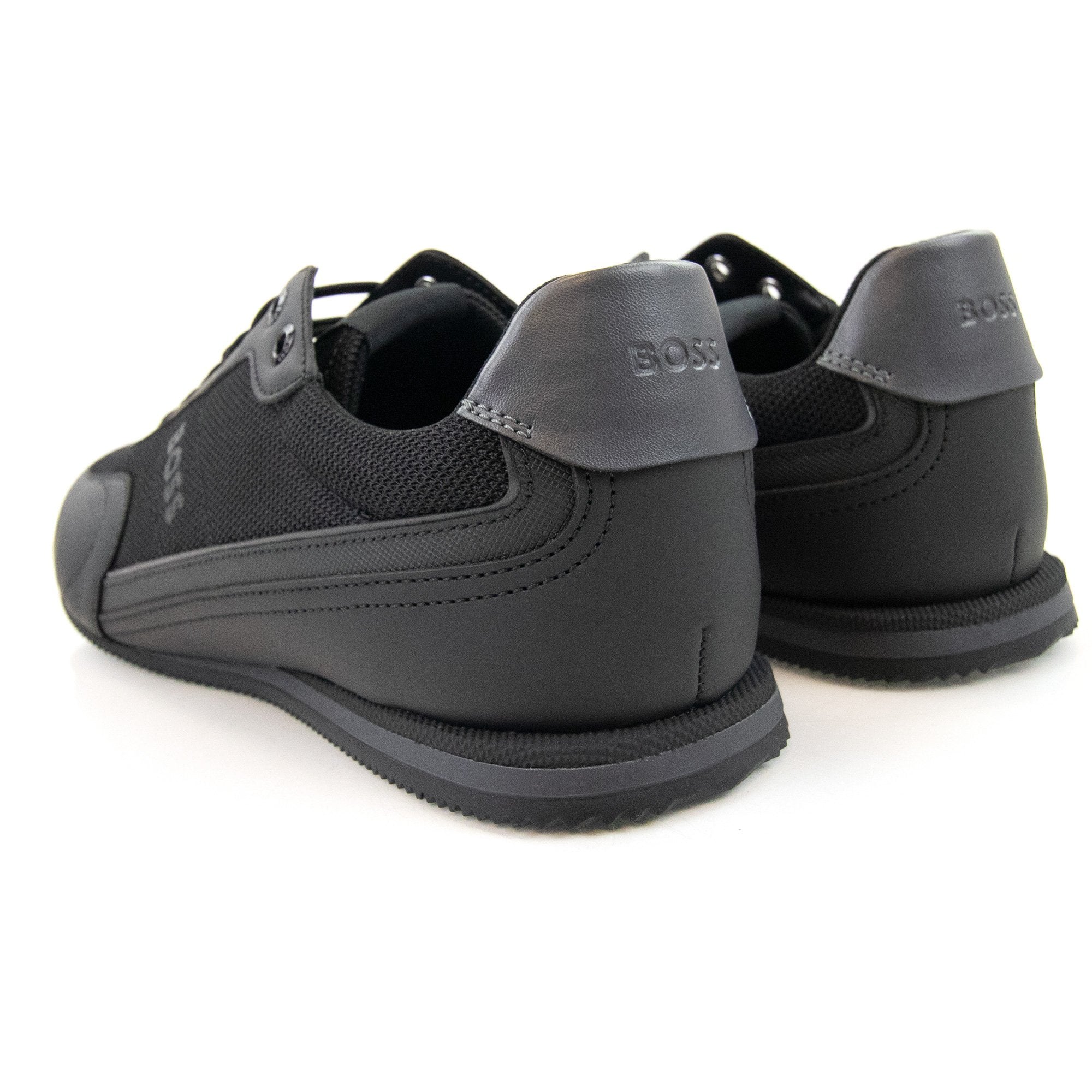 Hugo Boss Rusham Faux Leather And Mesh Trainers Black 001