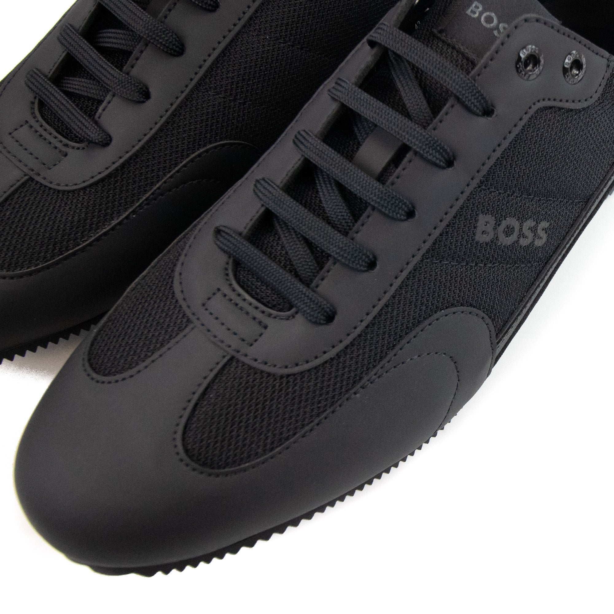 Hugo Boss Rusham Faux Leather And Mesh Trainers Black 001