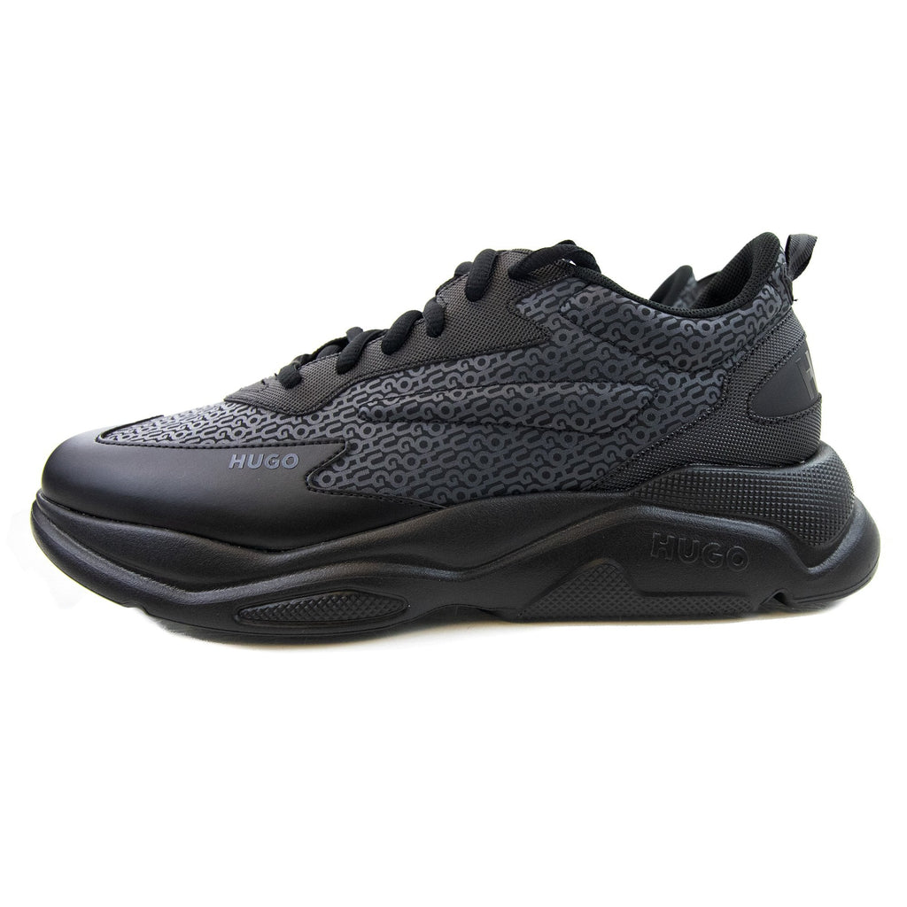 Hugo Leon Logo Mixed Material Runner Black 003