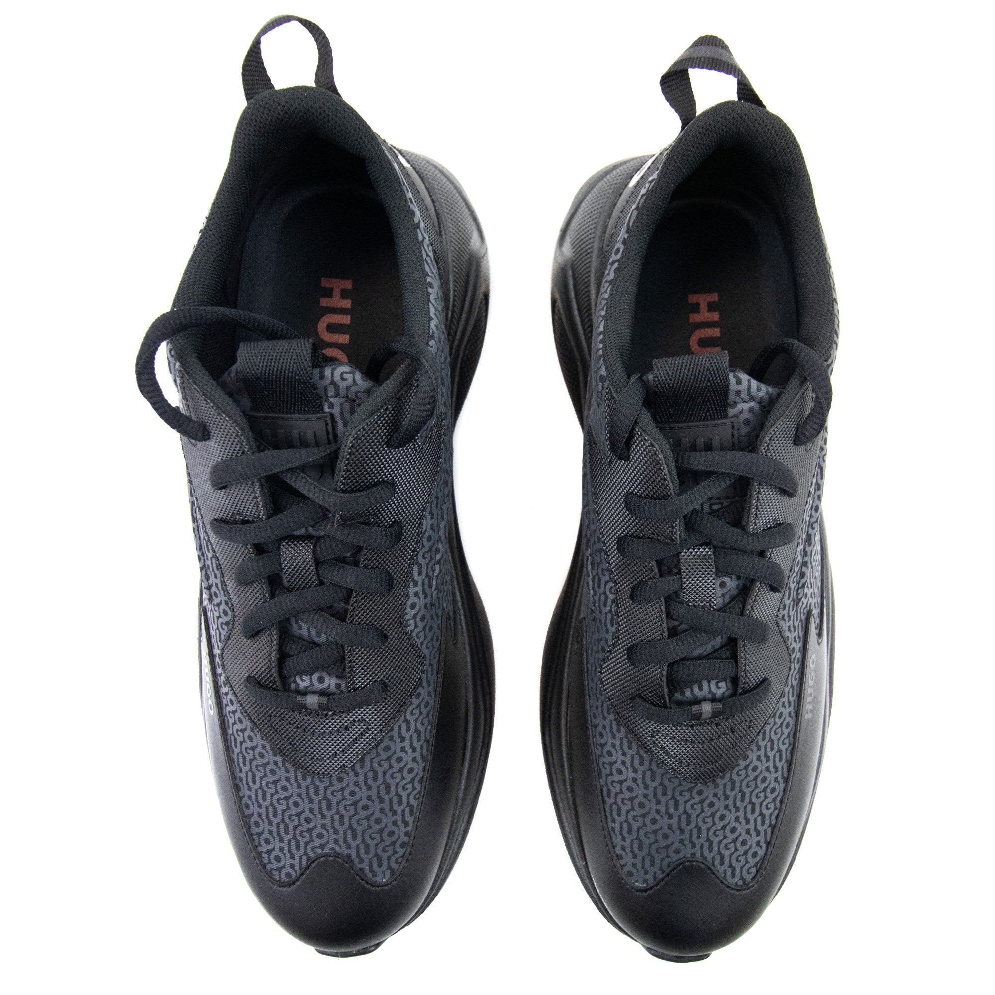 Hugo Leon Logo Mixed Material Runner Black 003