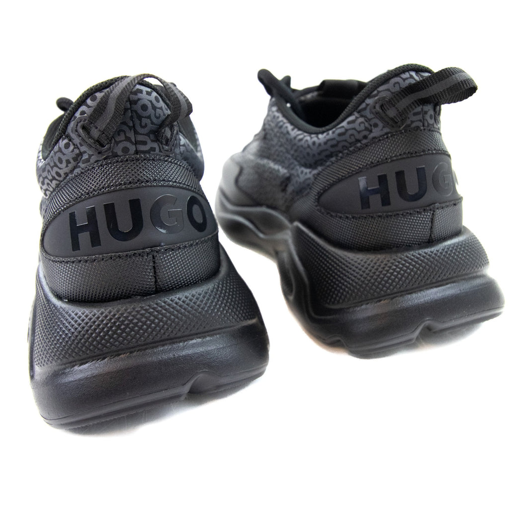 Hugo Leon Logo Mixed Material Runner Black 003