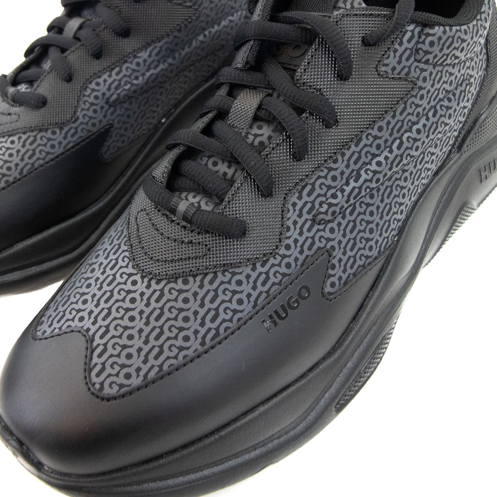 Hugo Leon Logo Mixed Material Runner Black 003