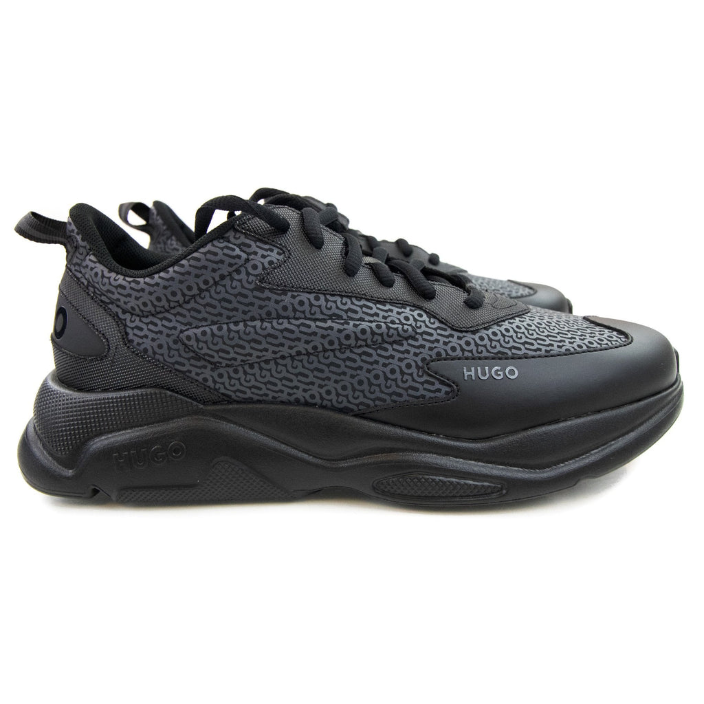 Hugo Leon Logo Mixed Material Runner Black 003