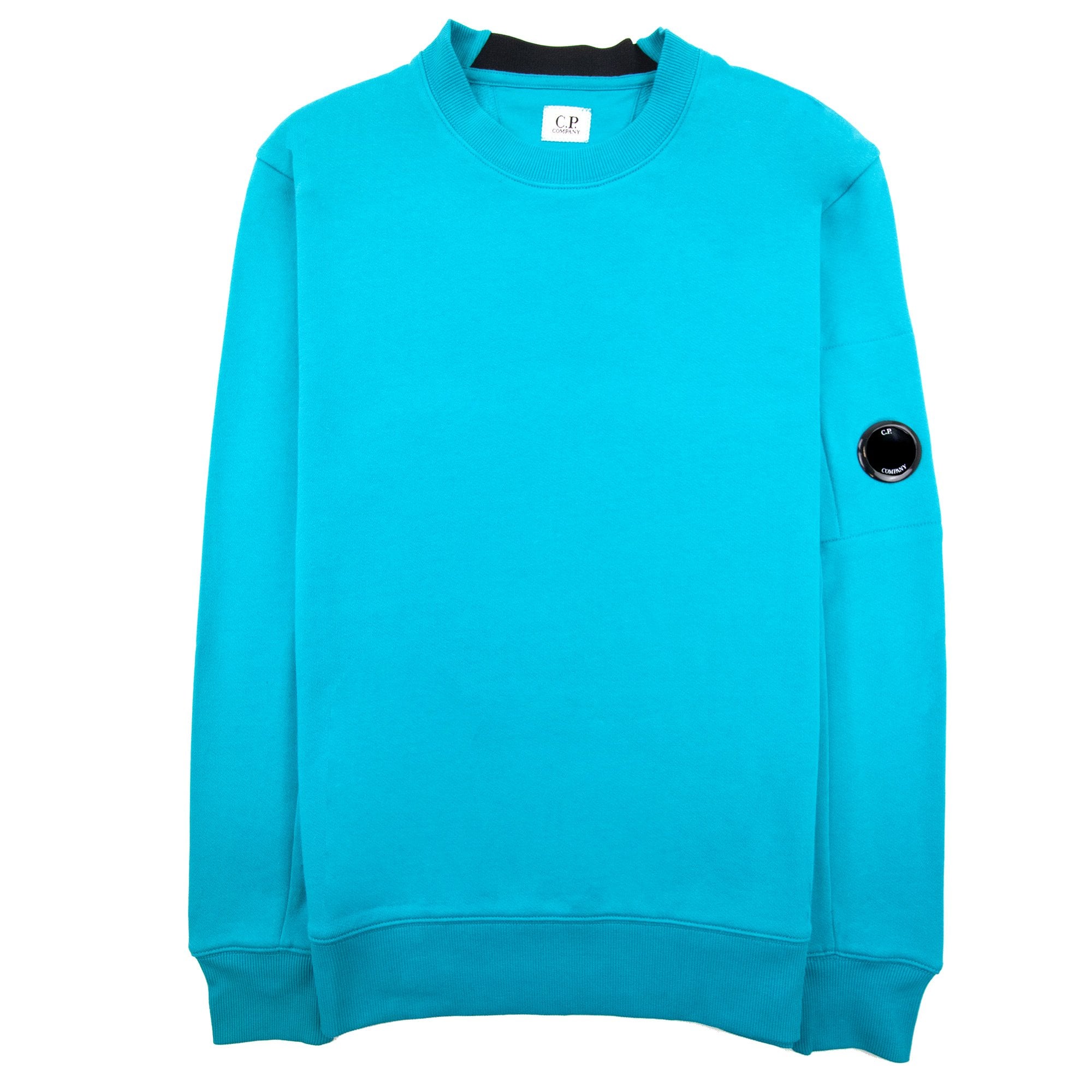 Cp Company Diagonal Raised Fleece Lens Crew Sweatshirt Tile Blue 825