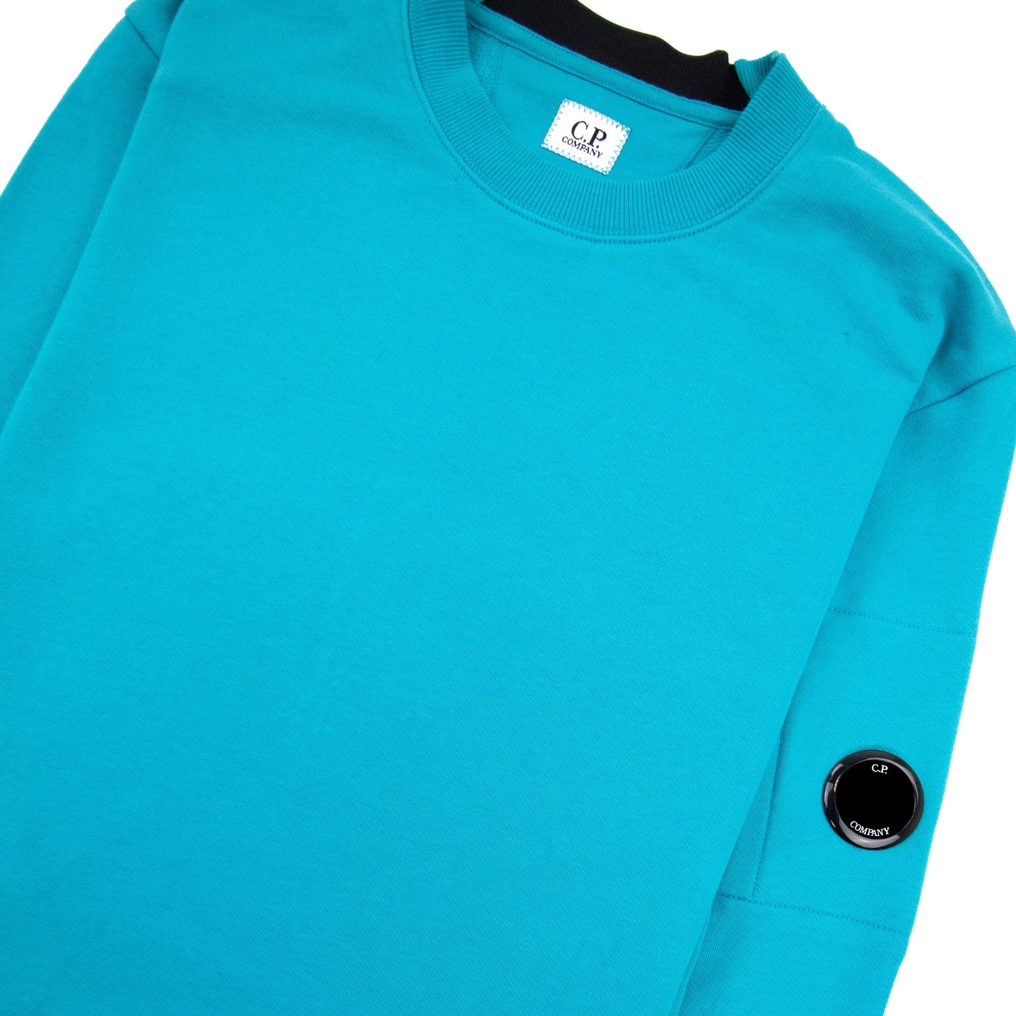 Cp Company Diagonal Raised Fleece Lens Crew Sweatshirt Tile Blue 825