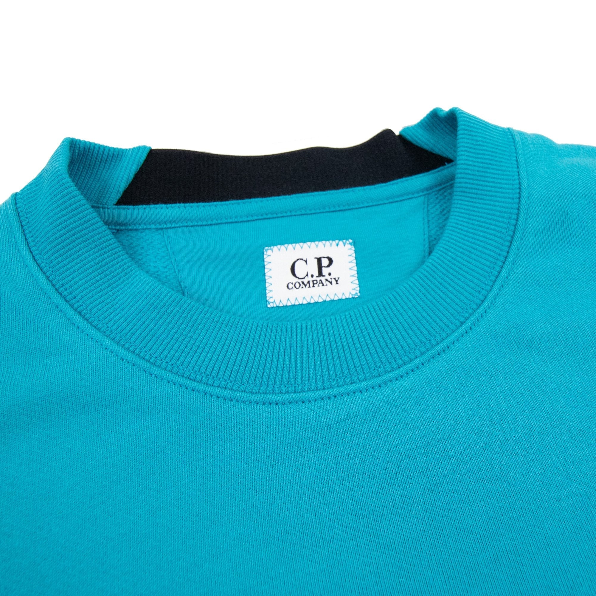 Cp Company Diagonal Raised Fleece Lens Crew Sweatshirt Tile Blue 825