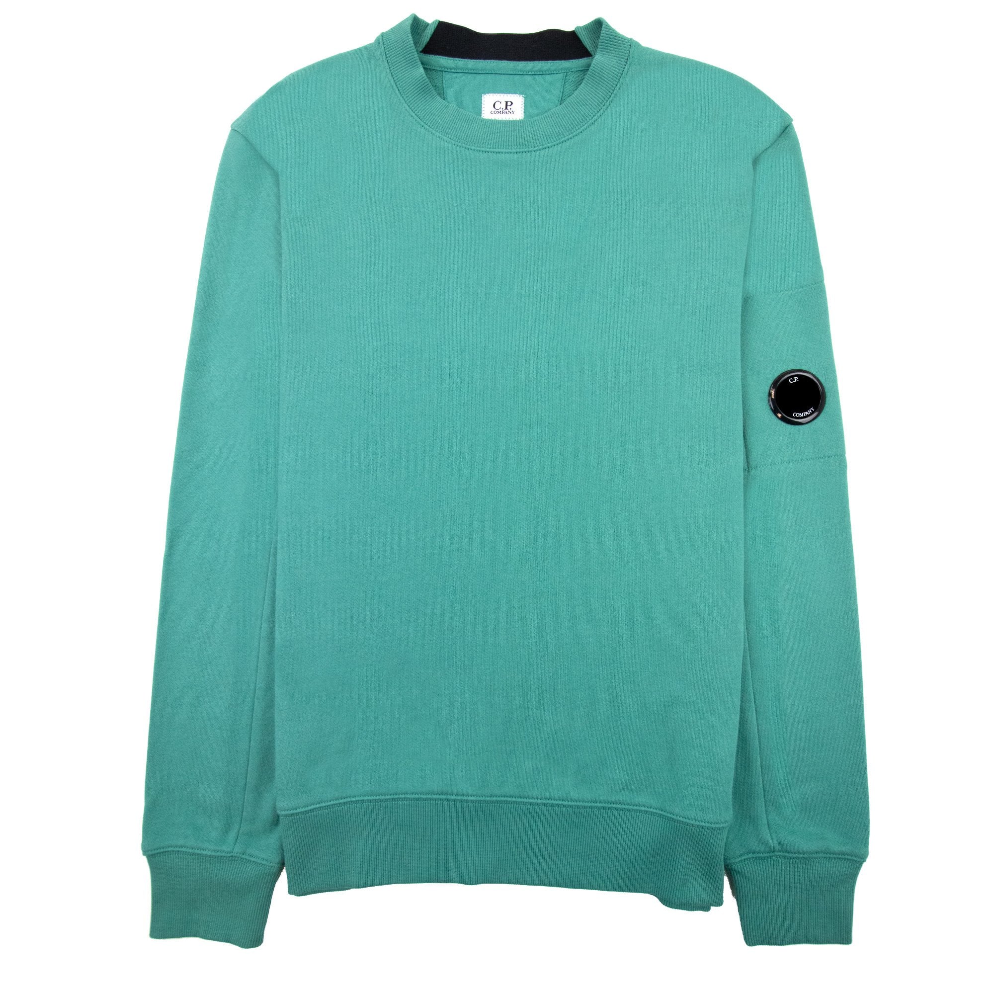 Cp Company Diagonal Raised Fleece Lens Crew Sweatshirt Frosty Green 673