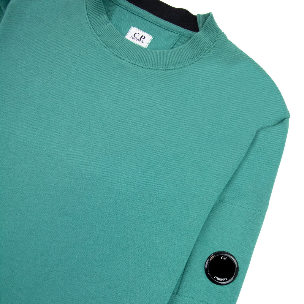 Cp Company Diagonal Raised Fleece Lens Crew Sweatshirt Frosty Green 673