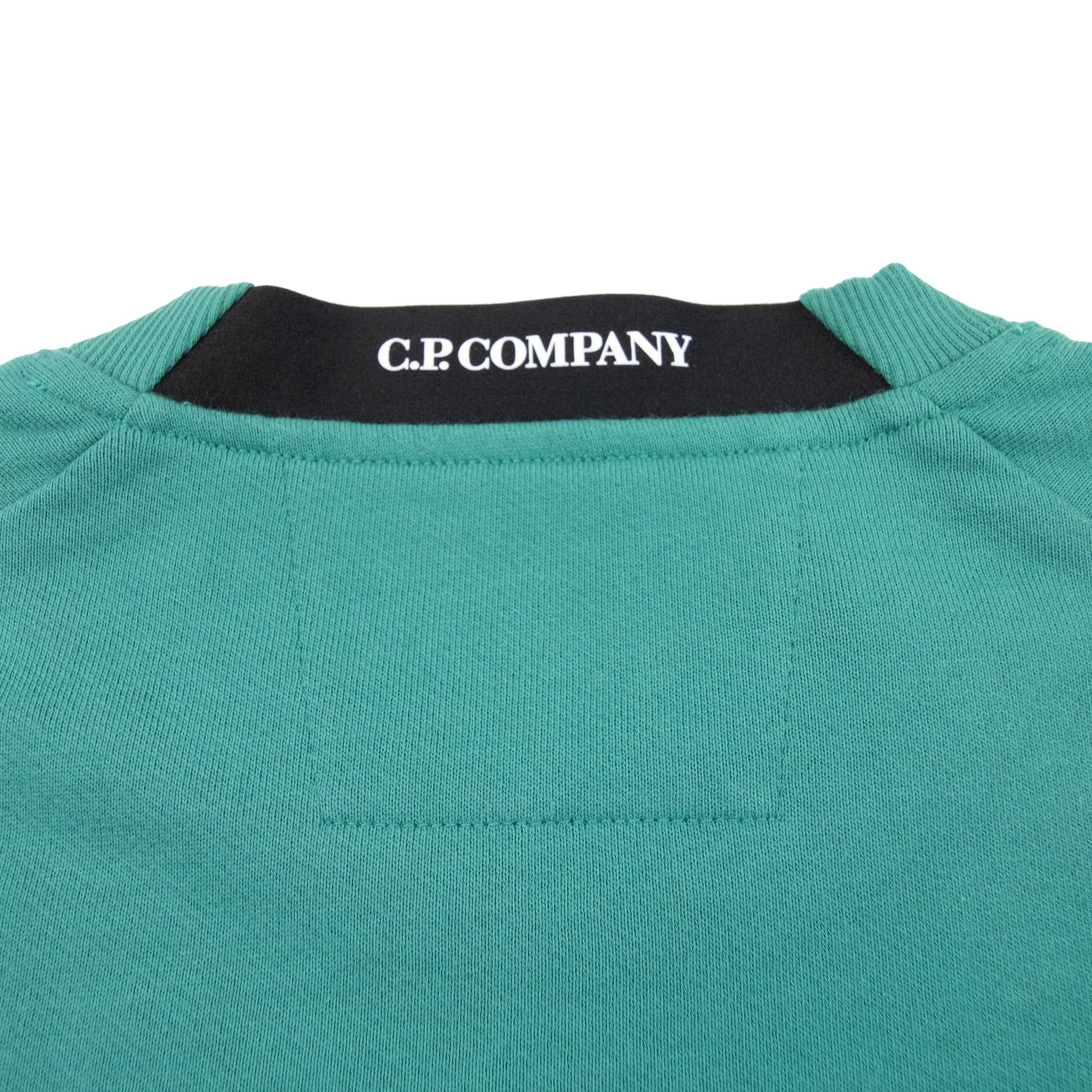 Cp Company Diagonal Raised Fleece Lens Crew Sweatshirt Frosty Green 673
