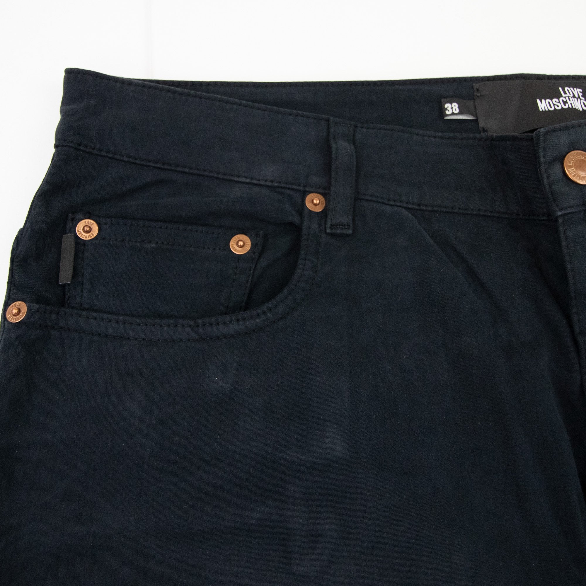 Love Moschino Gold Metal Badge Jeans Black