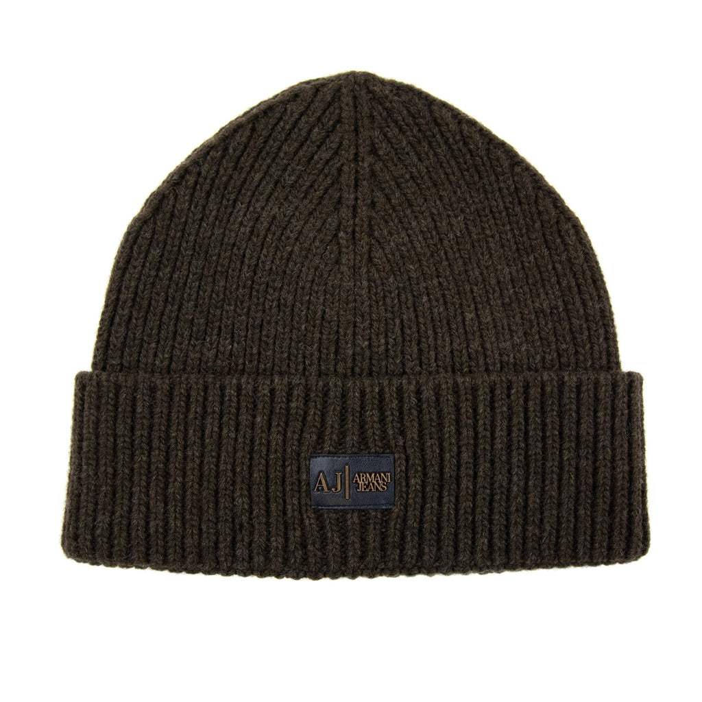 Armani Jeans Metal Logo Beanie Marrone Brown
