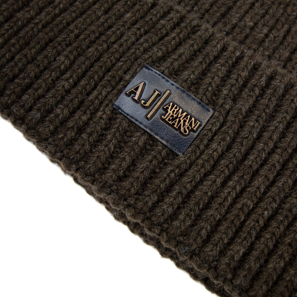 Armani Jeans Metal Logo Beanie Marrone Brown