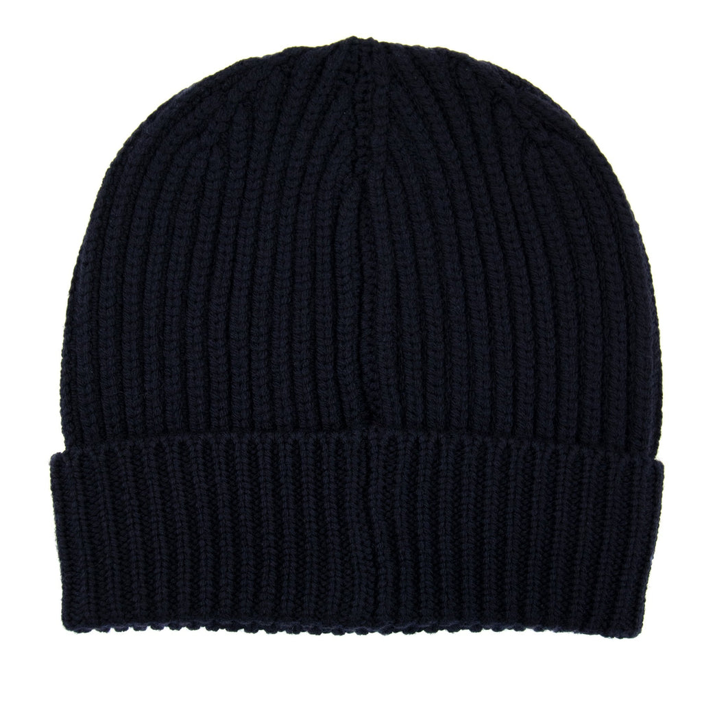 Emporio Armani Rubber Logo Beanie Navy
