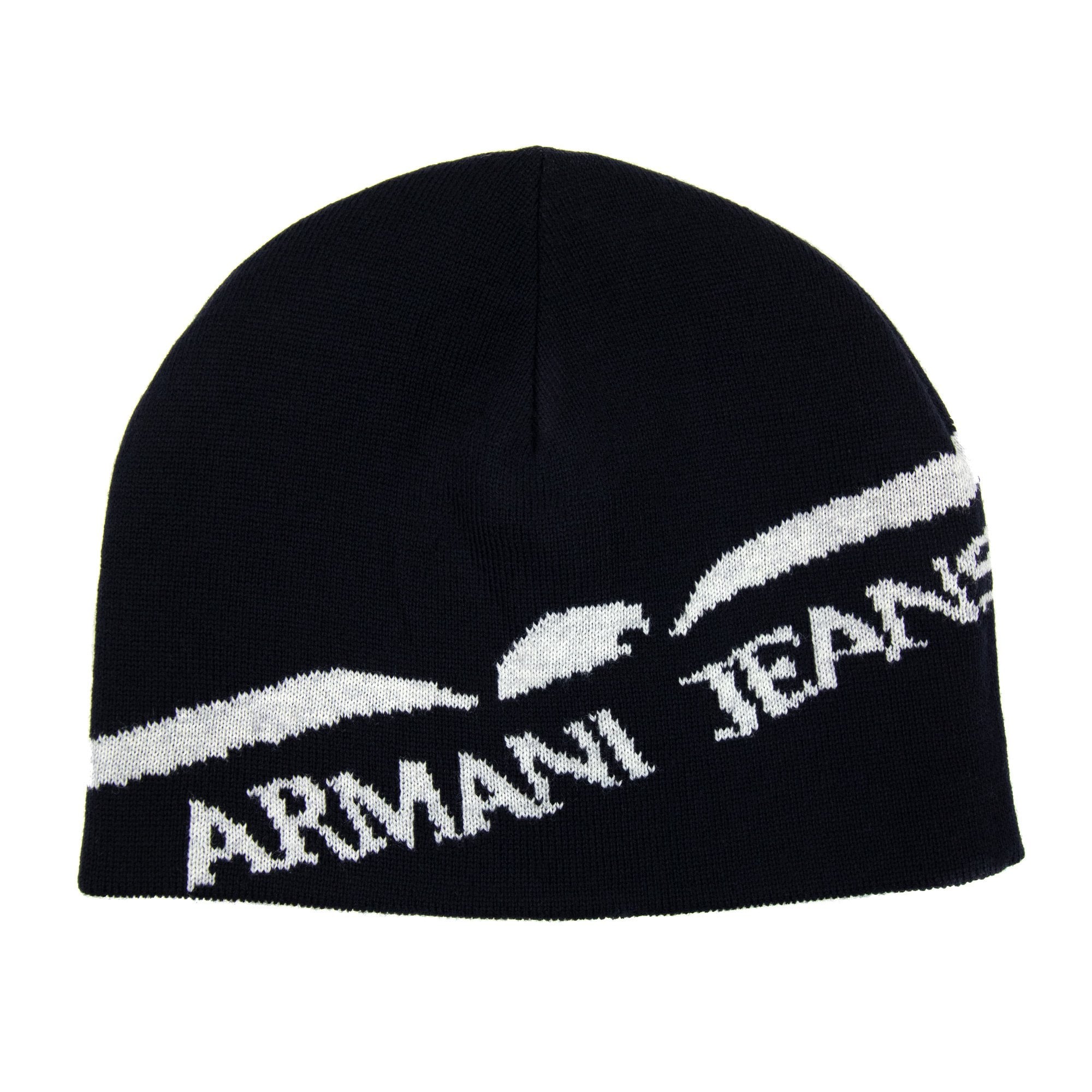 Armani Jeans Reversible Logo Beanie Navy Grey