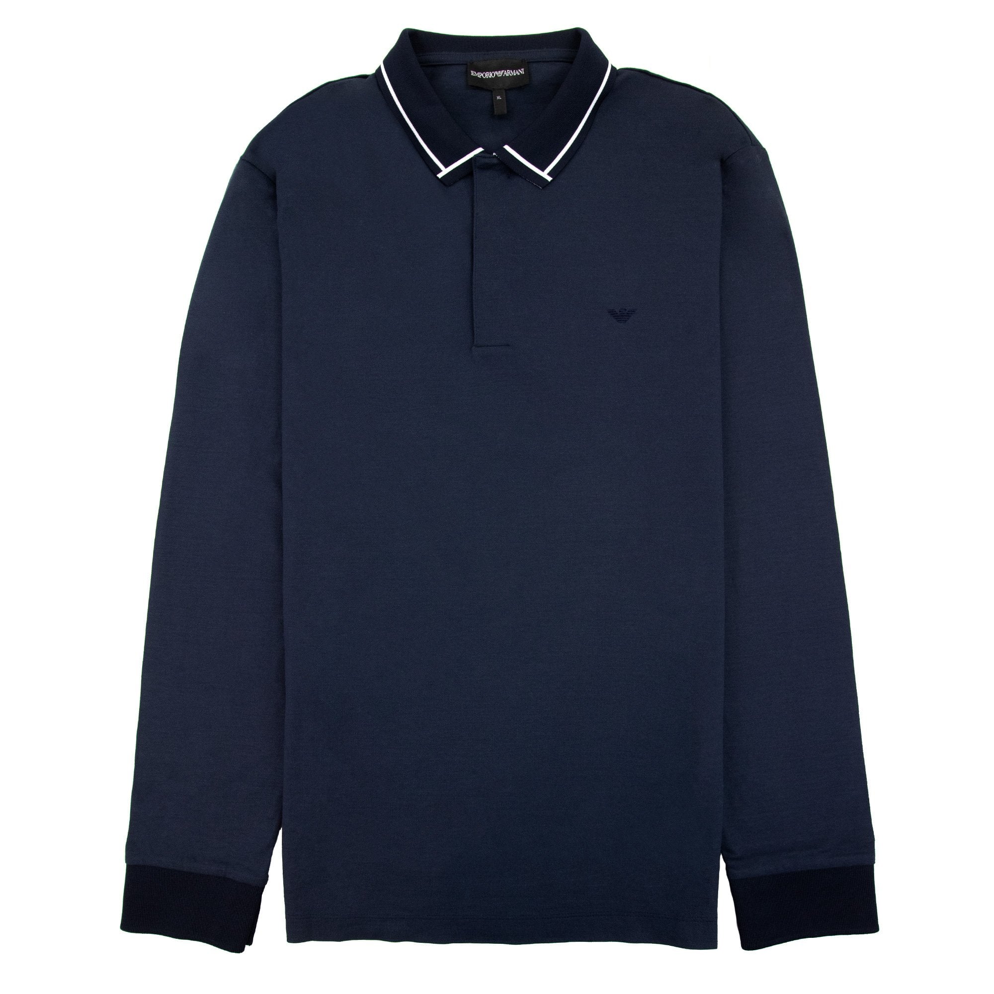 Emporio Armani Eagle Logo Long Sleeve Polo Navy