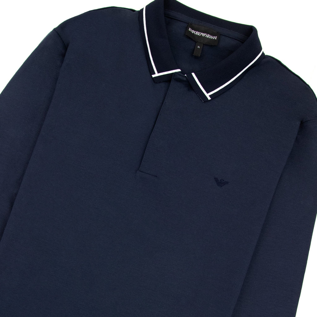 Emporio Armani Eagle Logo Long Sleeve Polo Navy