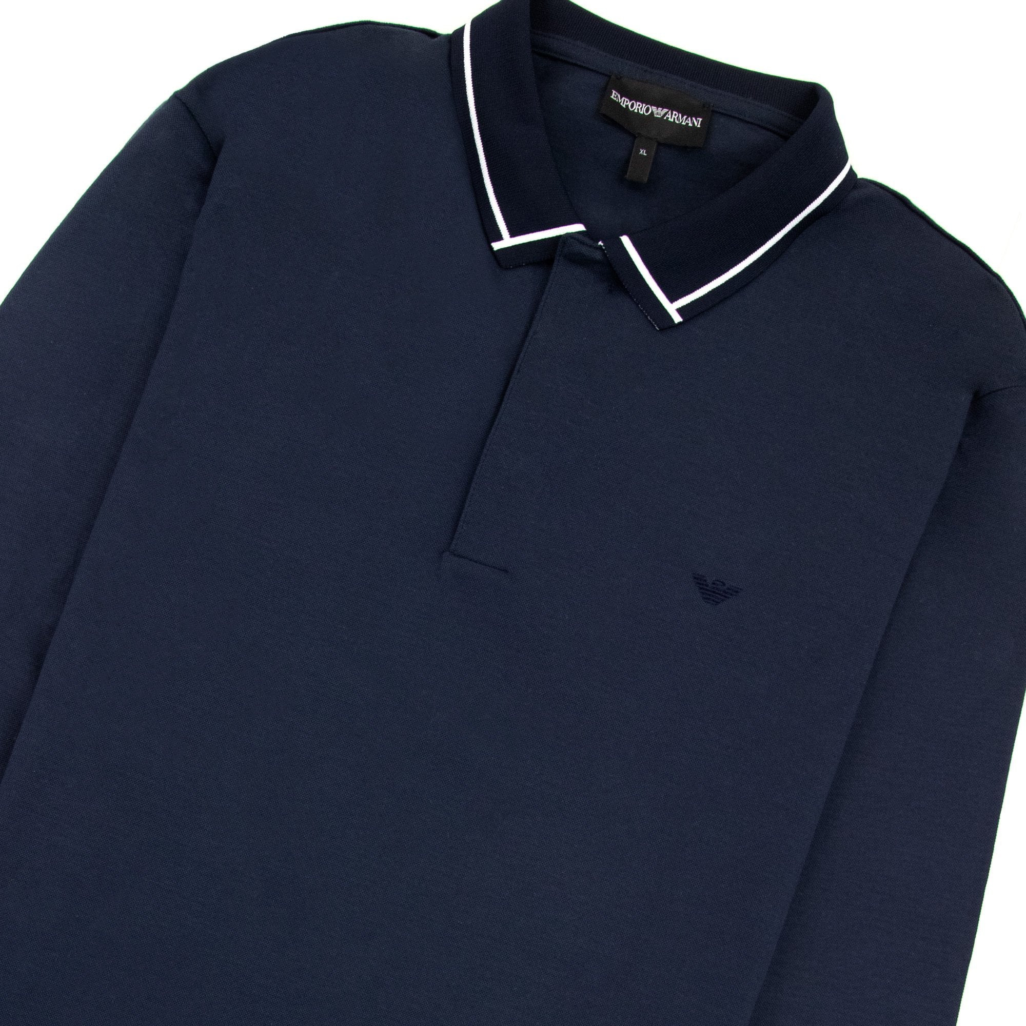 Emporio Armani Eagle Logo Long Sleeve Polo Navy