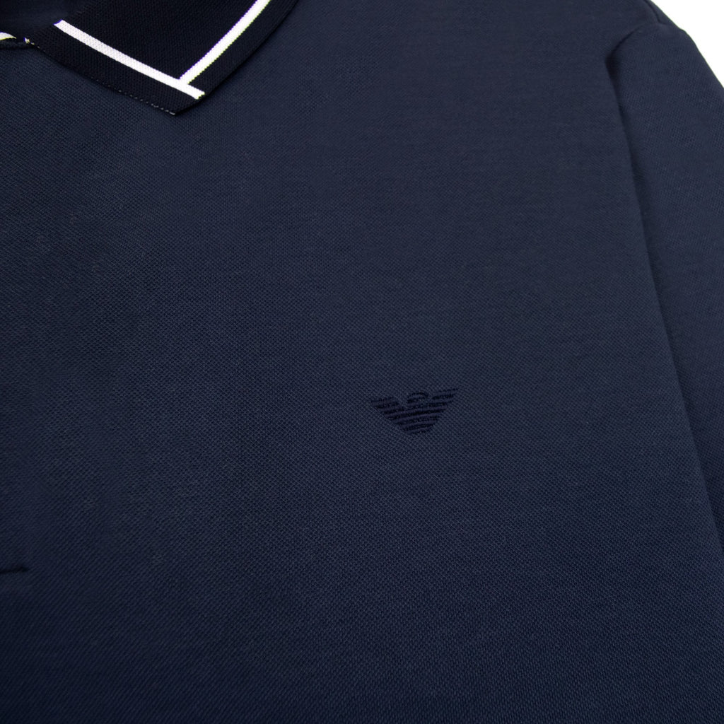 Emporio Armani Eagle Logo Long Sleeve Polo Navy