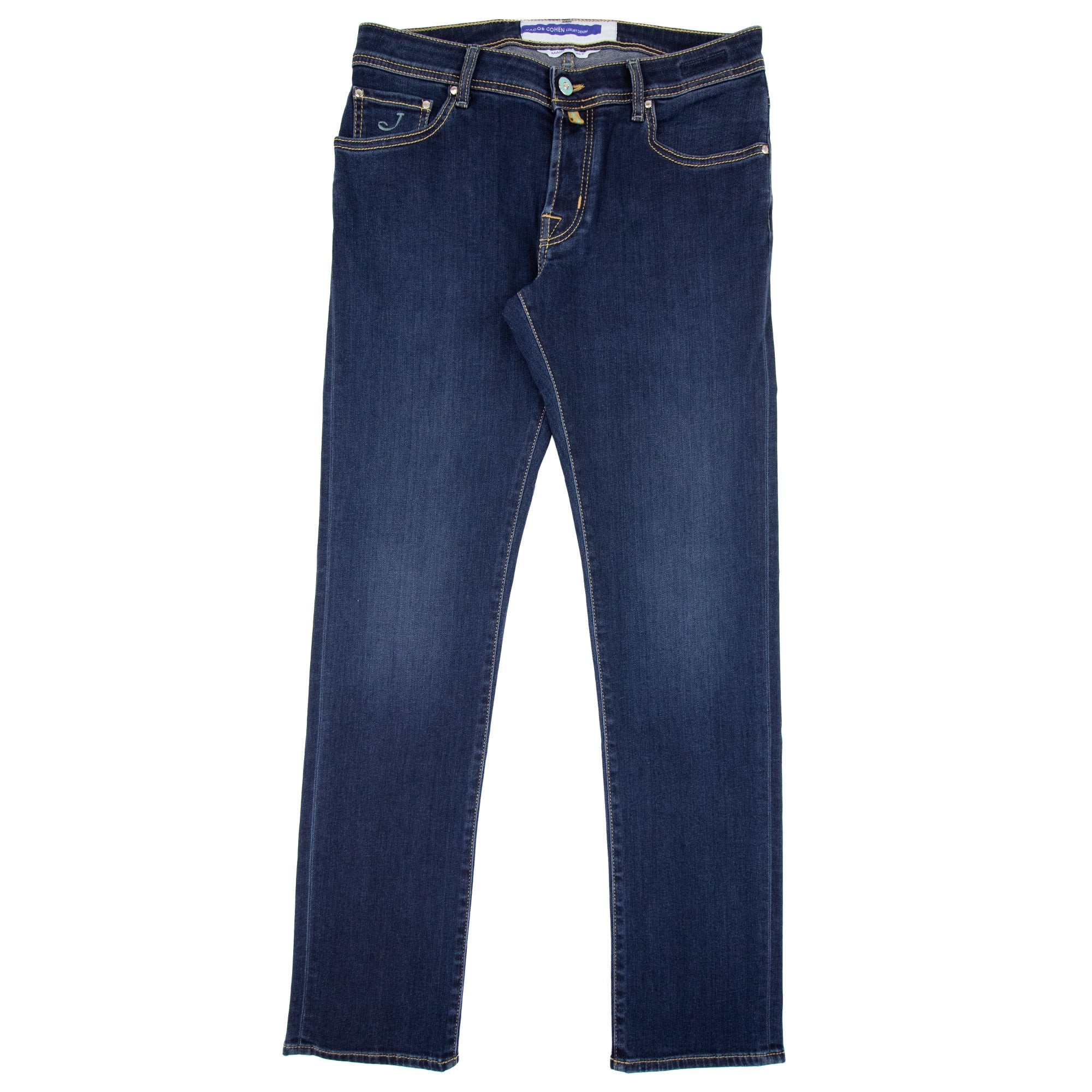 Jacob Cohen Nick Slim Fit Turquoise Patch Jean Denim