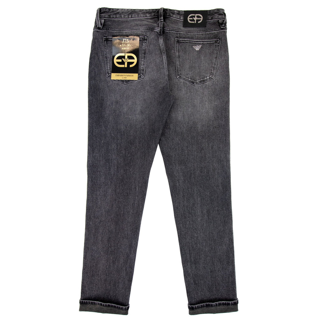 Emporio Armani J75 Slim-fit Vintage-effect Selvedge Denim Jeans Grey