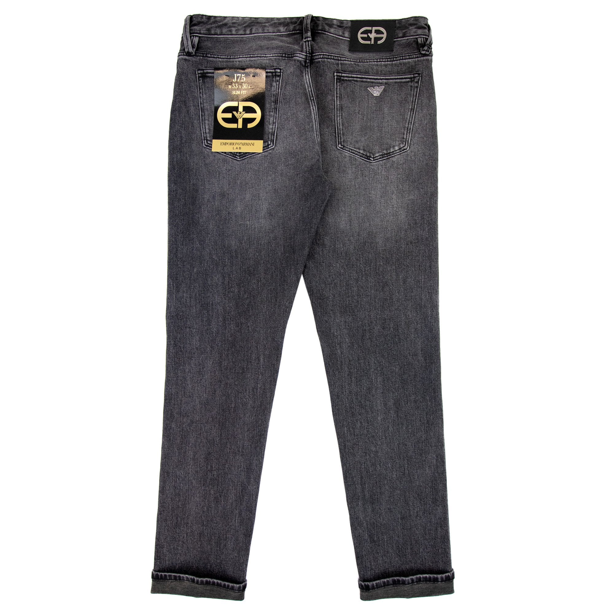 Emporio Armani J75 Slim-fit Vintage-effect Selvedge Denim Jeans Grey