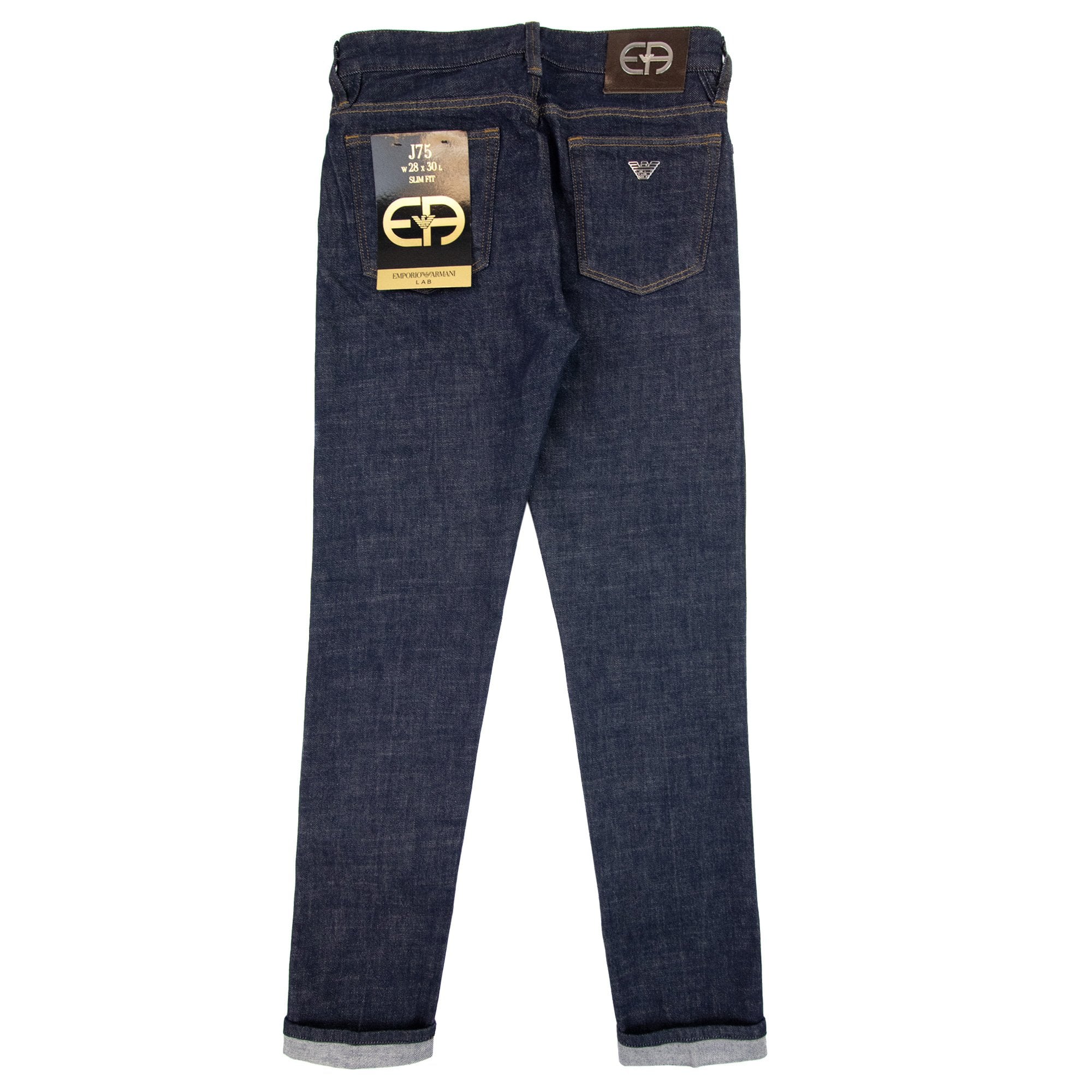 Emporio Armani J75 Slim-fit Selvedge Blue Denim Jeans Denim Blue