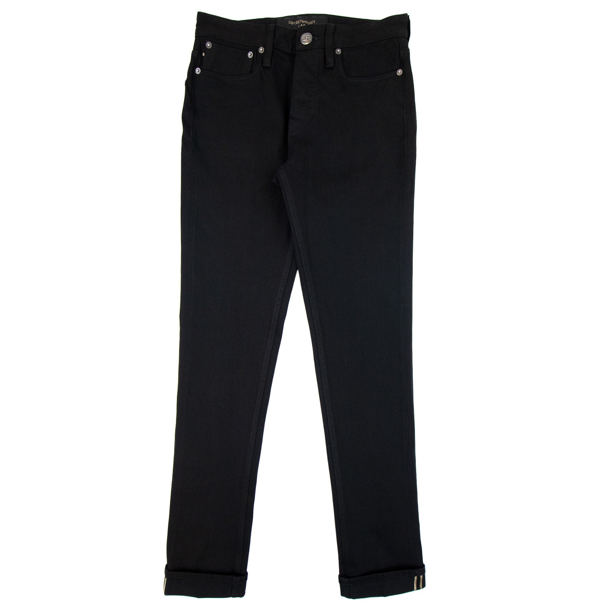 Emporio Armani J75 Slim-fit Selvedge Black Denim Jeans Nero