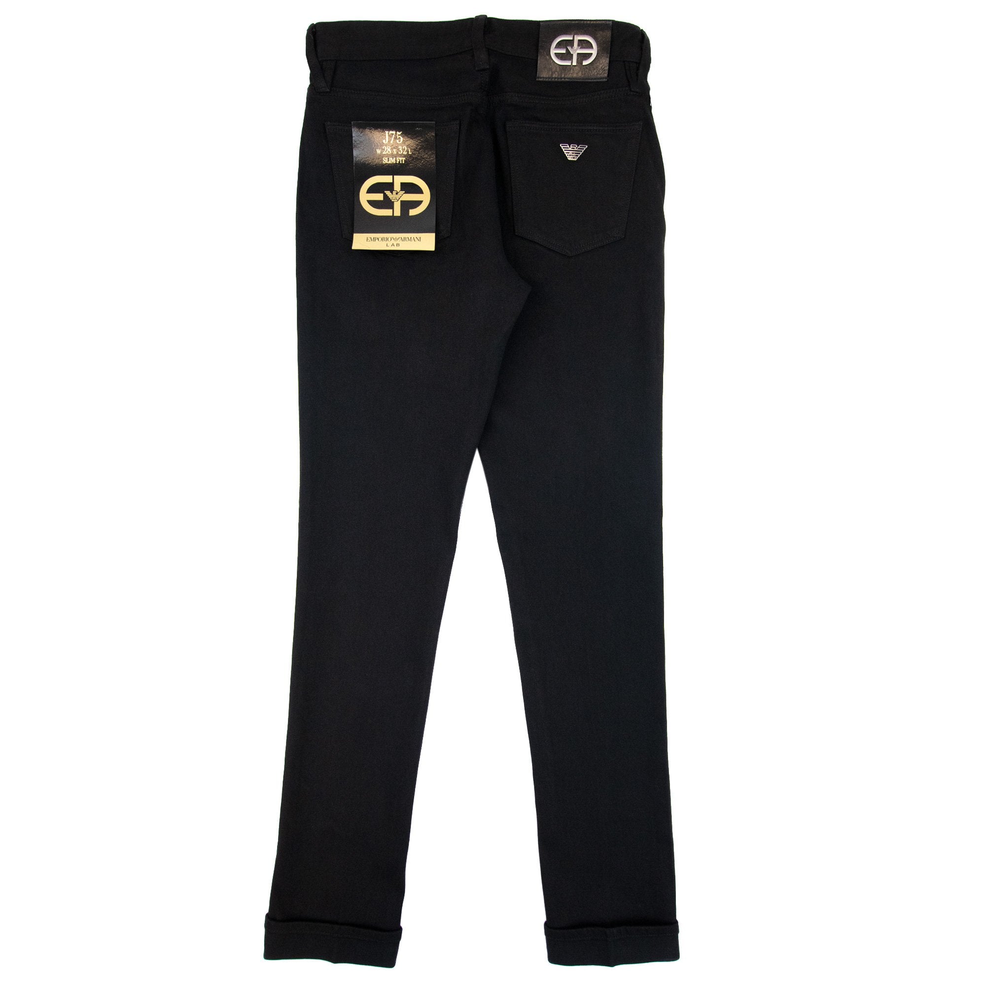 Emporio Armani J75 Slim-fit Selvedge Black Denim Jeans Nero