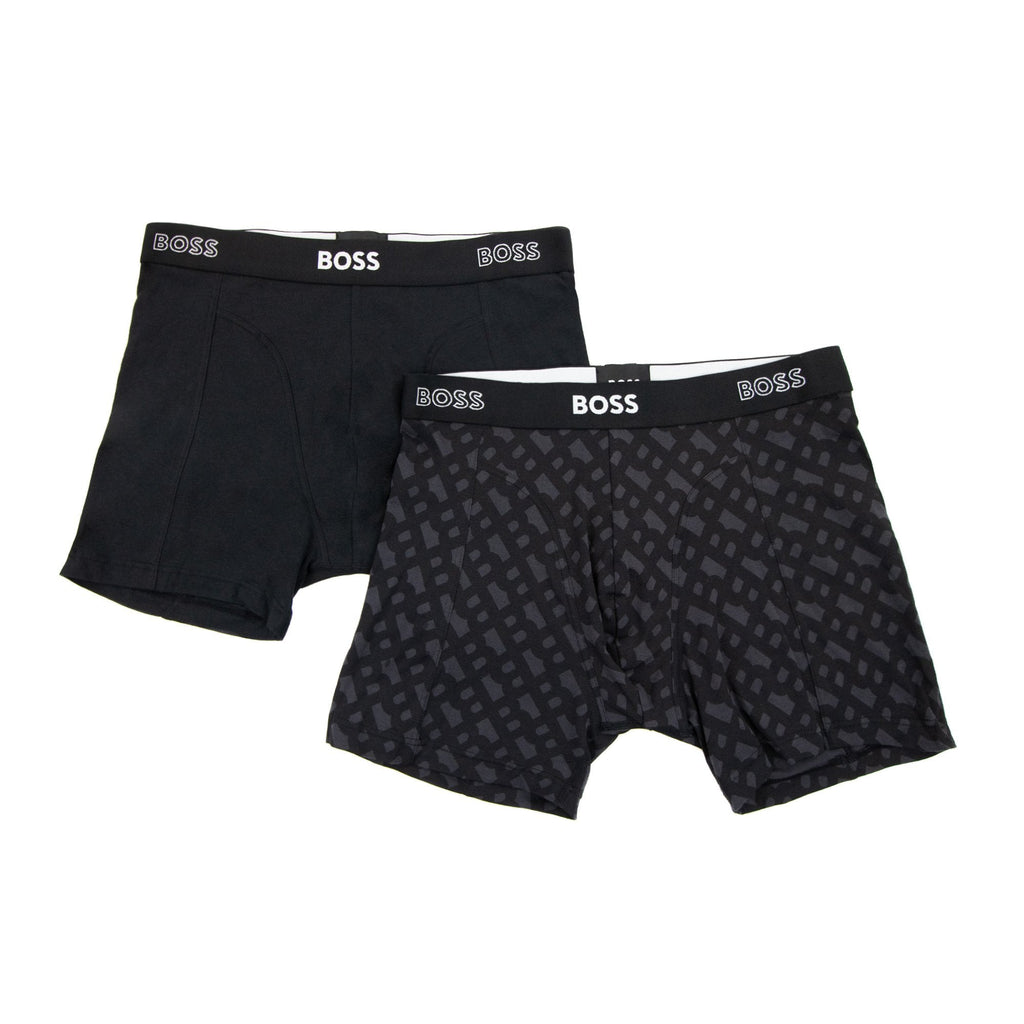 Hugo Boss Two Pack Of Boxer Briefs With Logo Waistbands Black 001