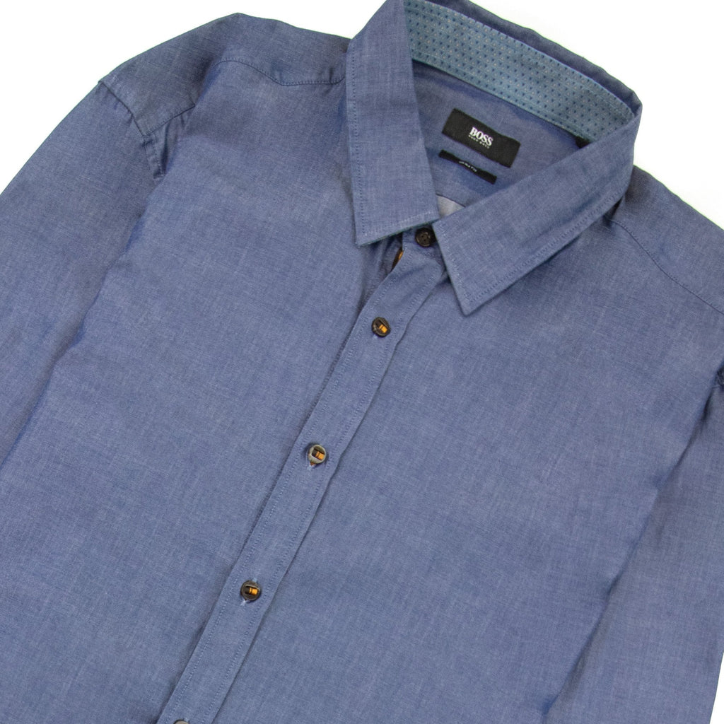 Hugo Boss Ronny_36 Concealed Stripe Shirt Denim Blue