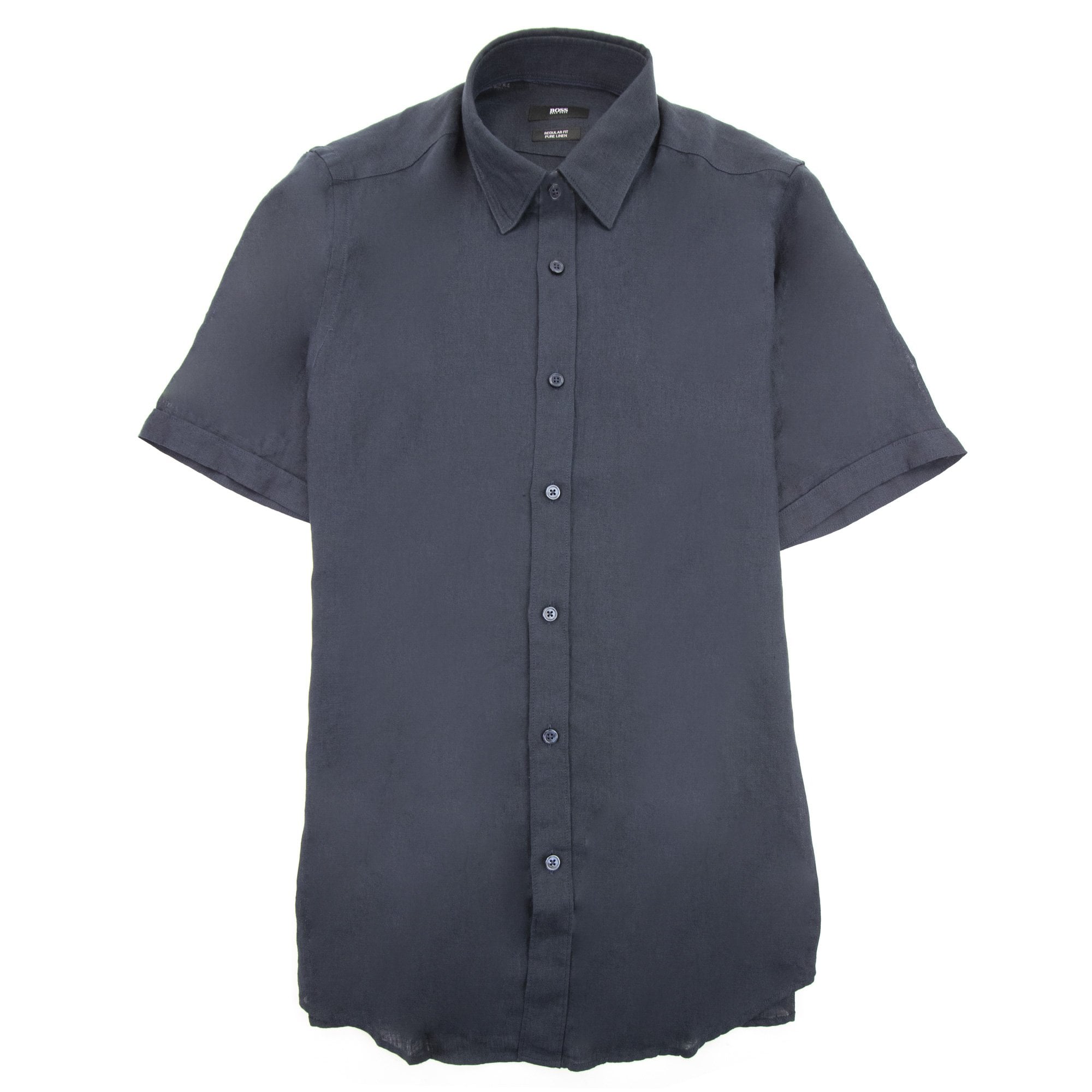 Hugo Boss Luka Short Sleeve Pur Linen Shirt Navy