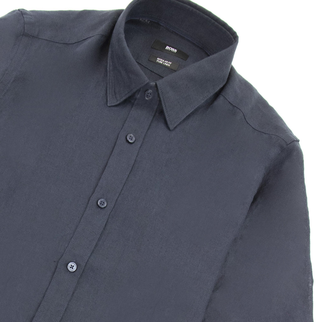 Hugo Boss Luka Short Sleeve Pur Linen Shirt Navy