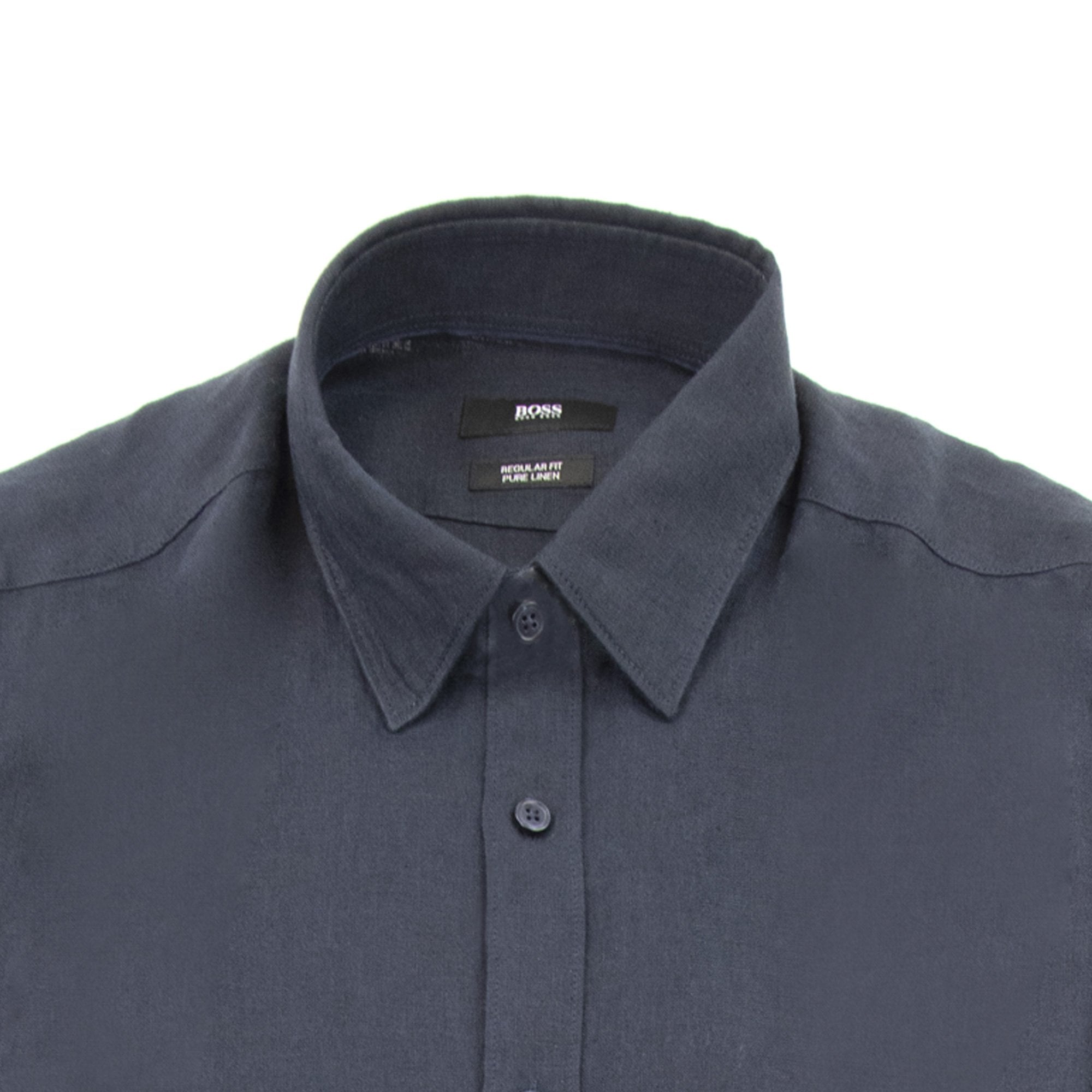 Hugo Boss Luka Short Sleeve Pur Linen Shirt Navy