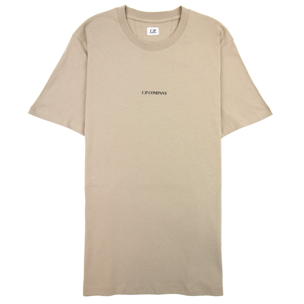 Cp Company 30/1 Jersey Reverse Print T Shirt Cobblestone 330