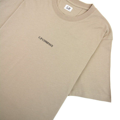 Cp Company 30/1 Jersey Reverse Print T Shirt Cobblestone 330