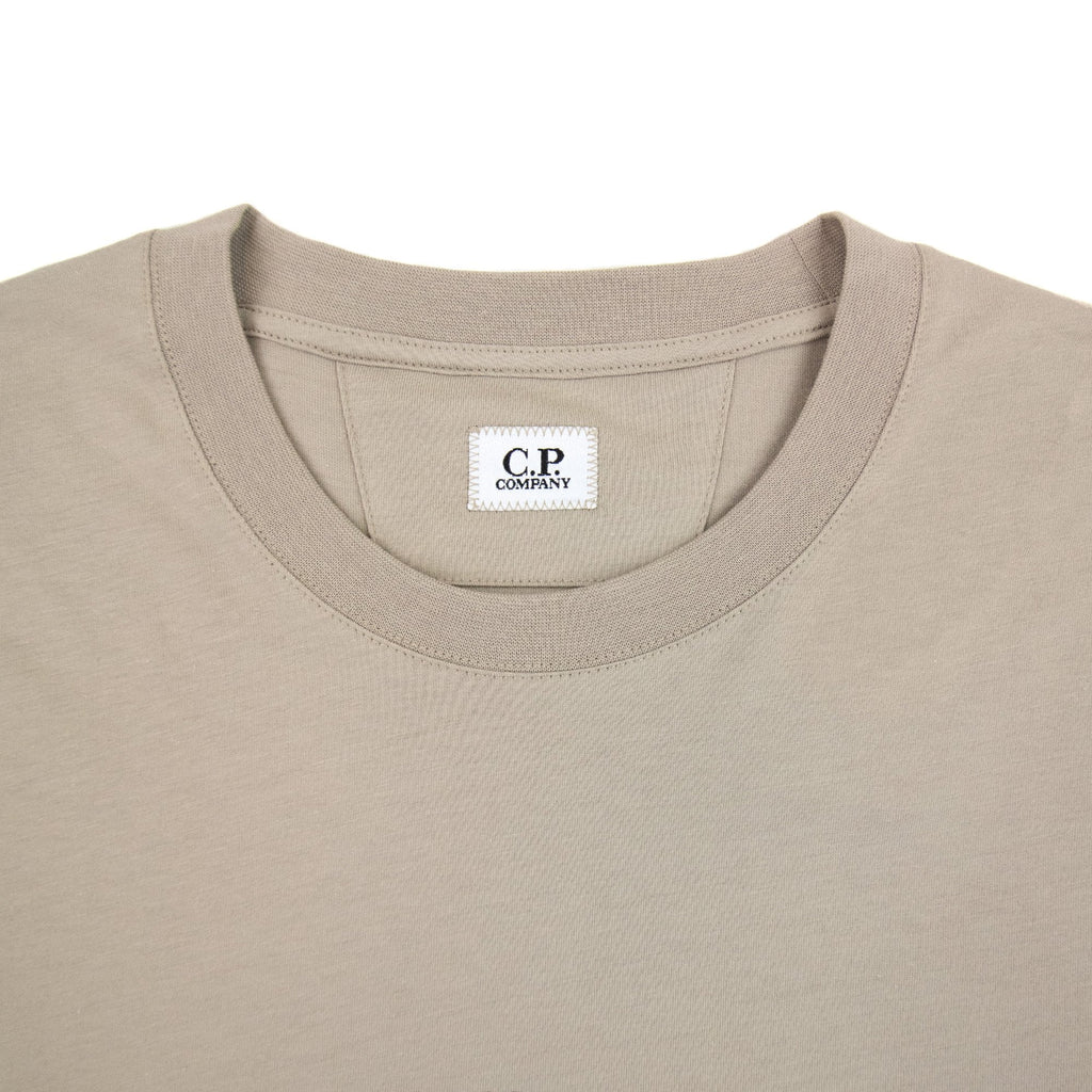 Cp Company 30/1 Jersey Reverse Print T Shirt Cobblestone 330