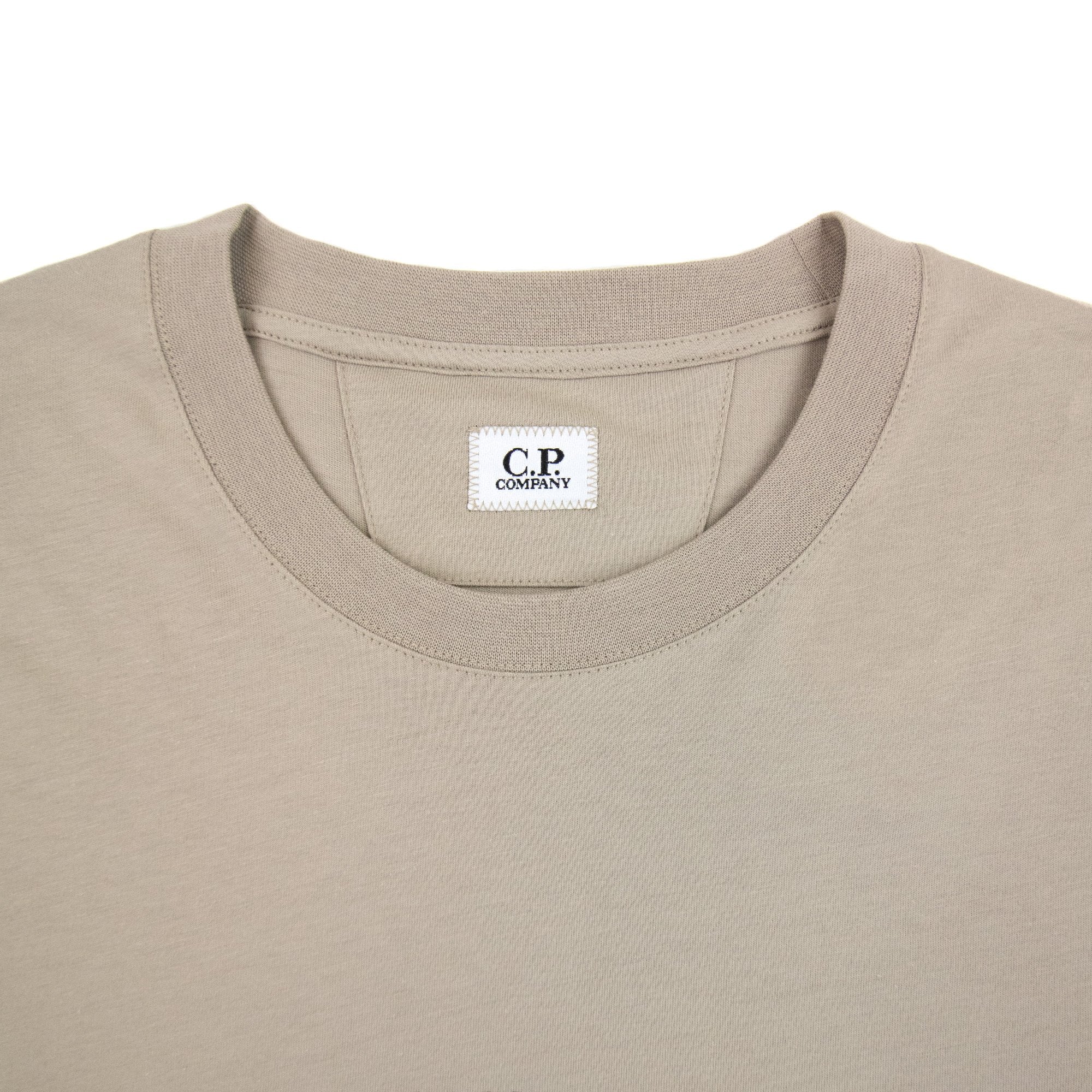 Cp Company 30/1 Jersey Reverse Print T Shirt Cobblestone 330