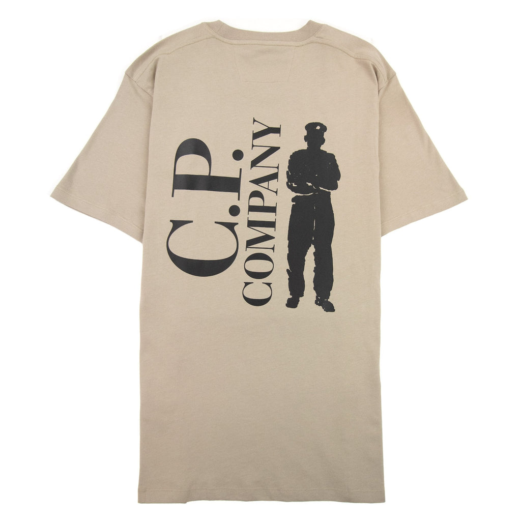 Cp Company 30/1 Jersey Reverse Print T Shirt Cobblestone 330