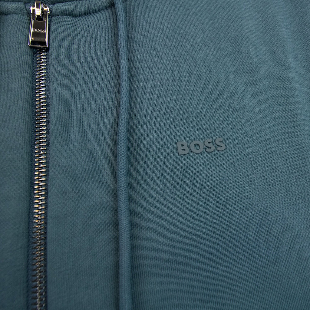 Hugo Boss Seeger 92 Zip Hoodie Rubber Logo Turquoise 445