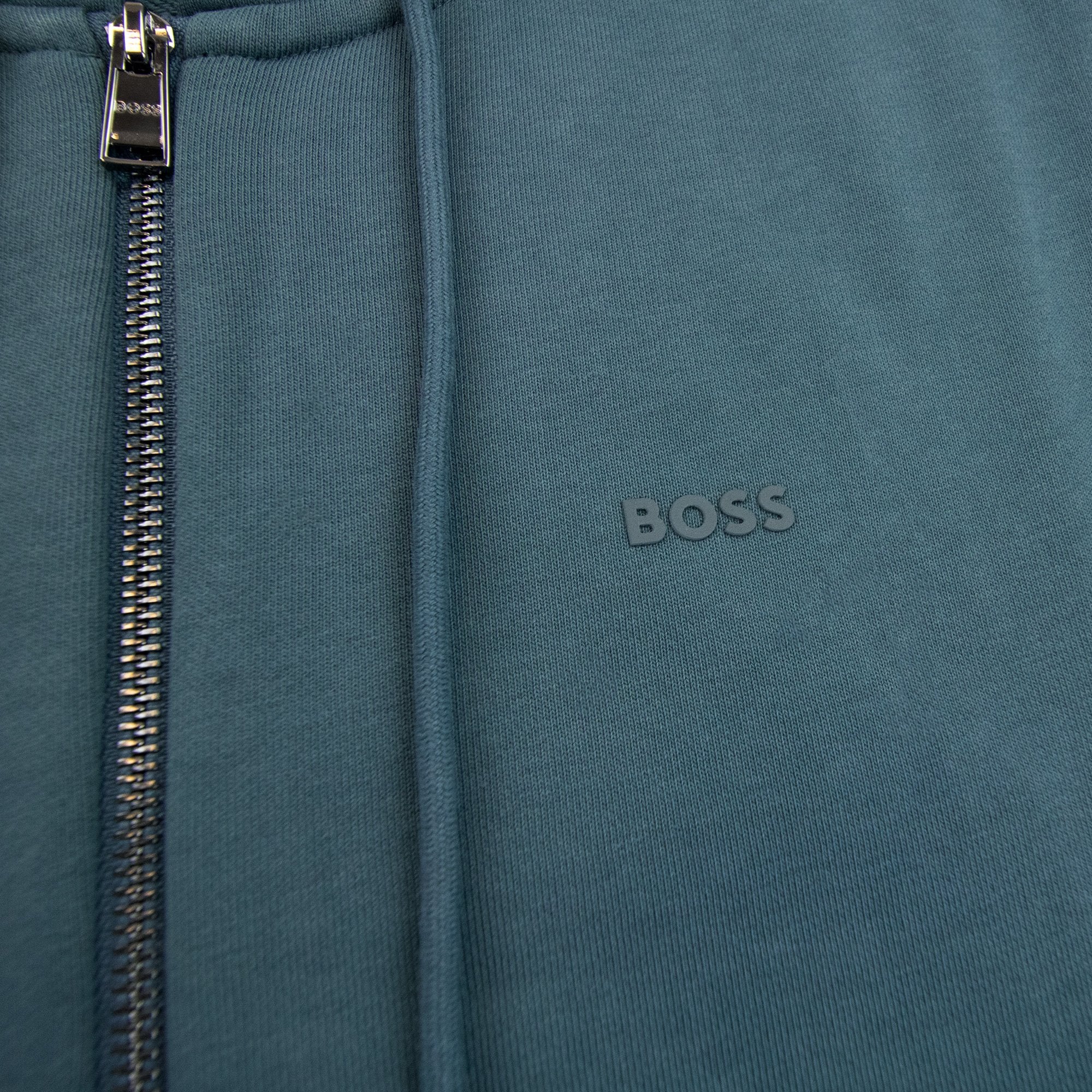 Hugo Boss Seeger 92 Zip Hoodie Rubber Logo Turquoise 445