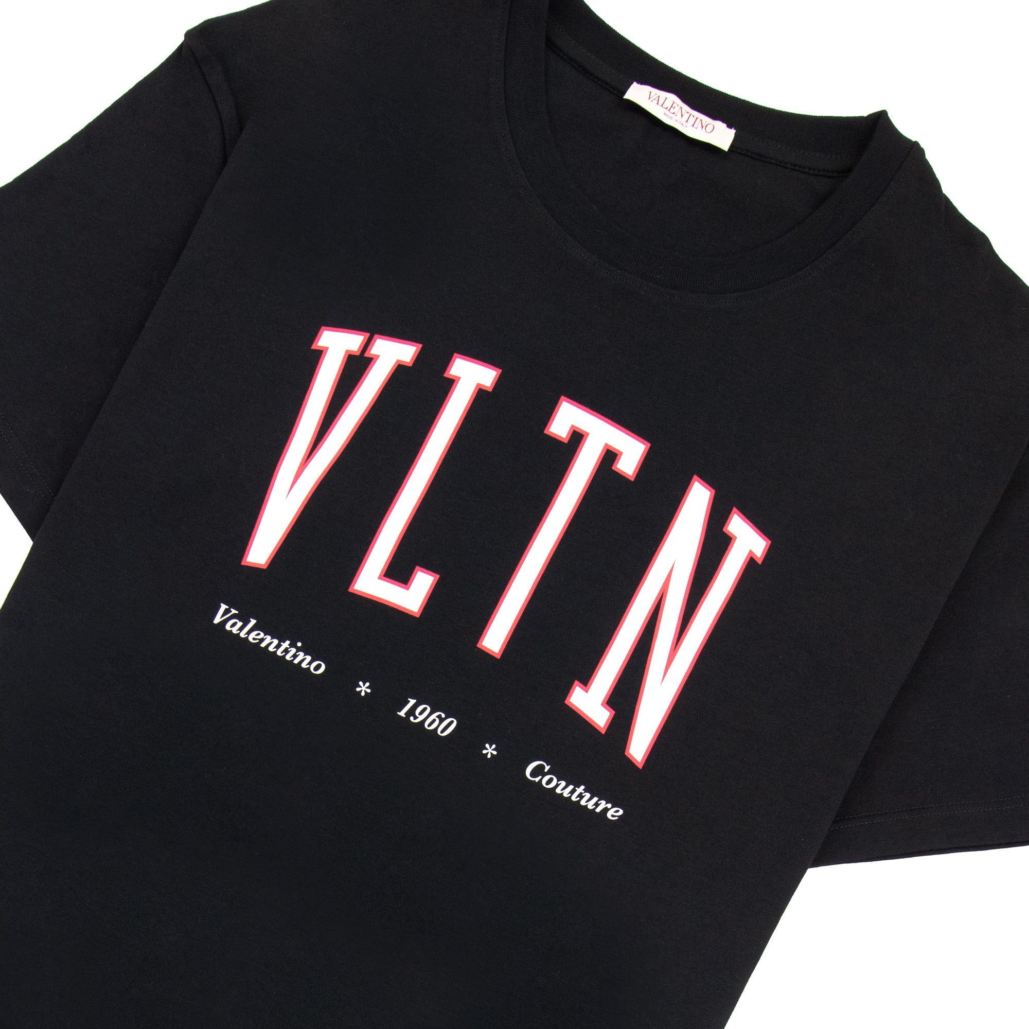 Valentino Cotton Crewneck T-shirt With Vltn Print Black | ONU – Onu