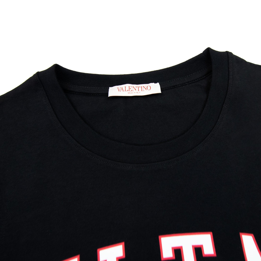 Valentino Cotton Crewneck T-shirt With Vltn Print Black
