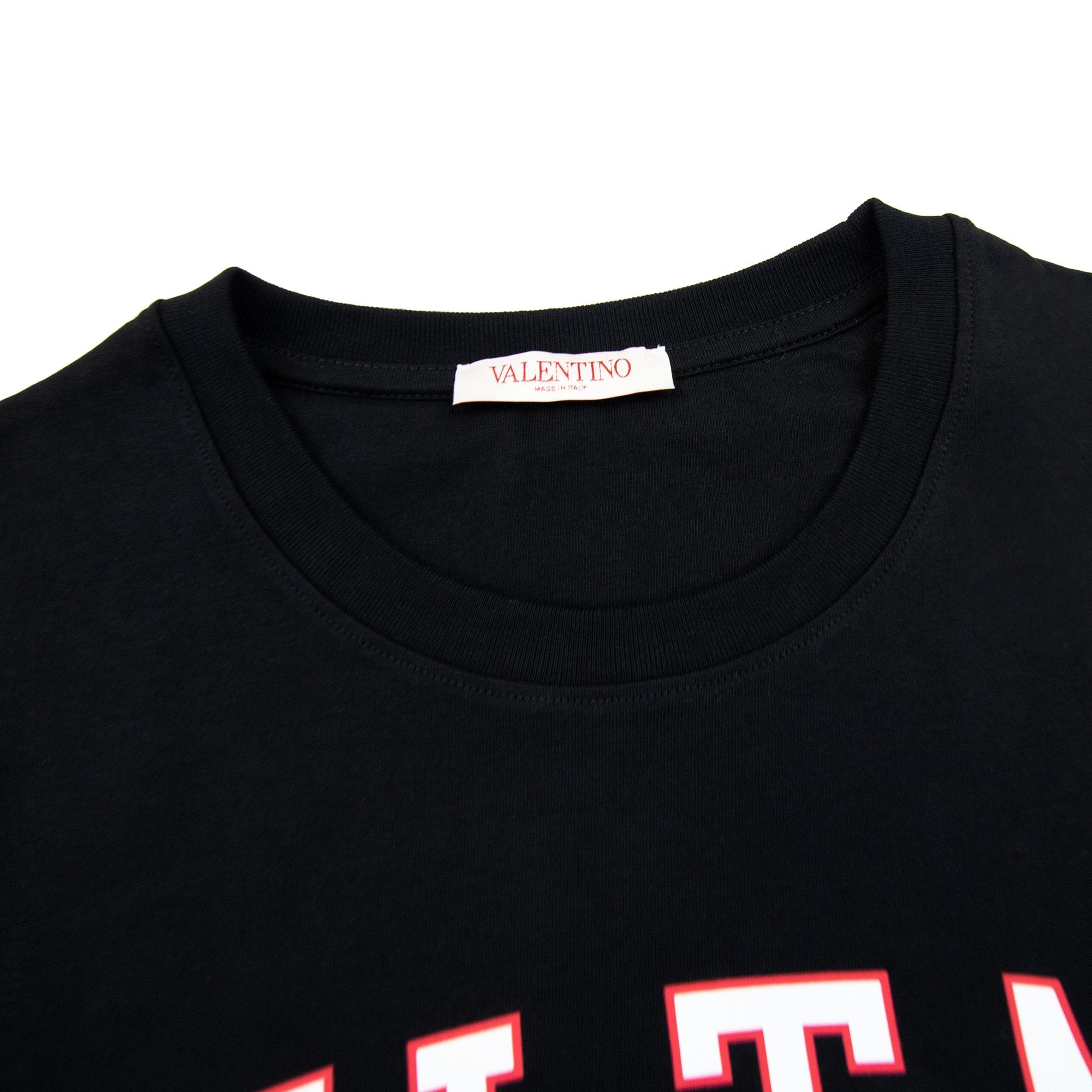 Valentino Cotton Crewneck T-shirt With Vltn Print Black