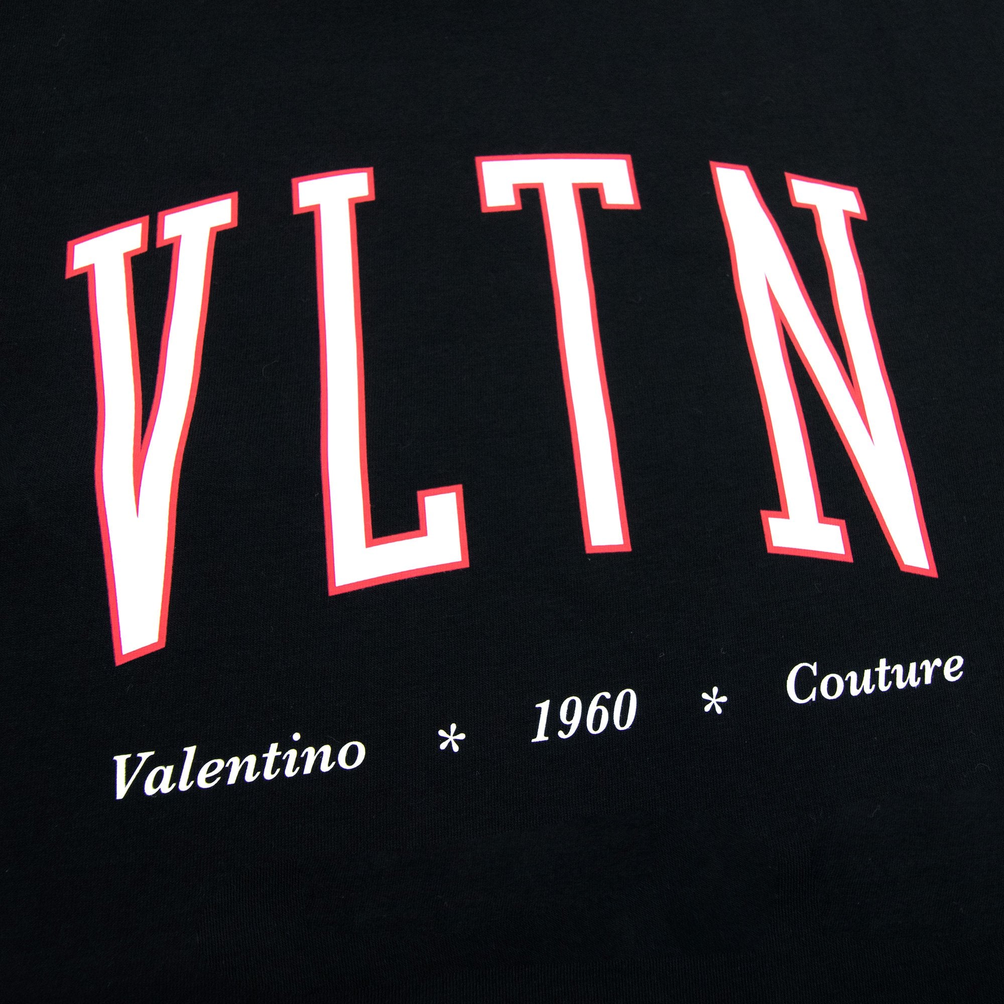 Valentino Cotton Crewneck T-shirt With Vltn Print Black