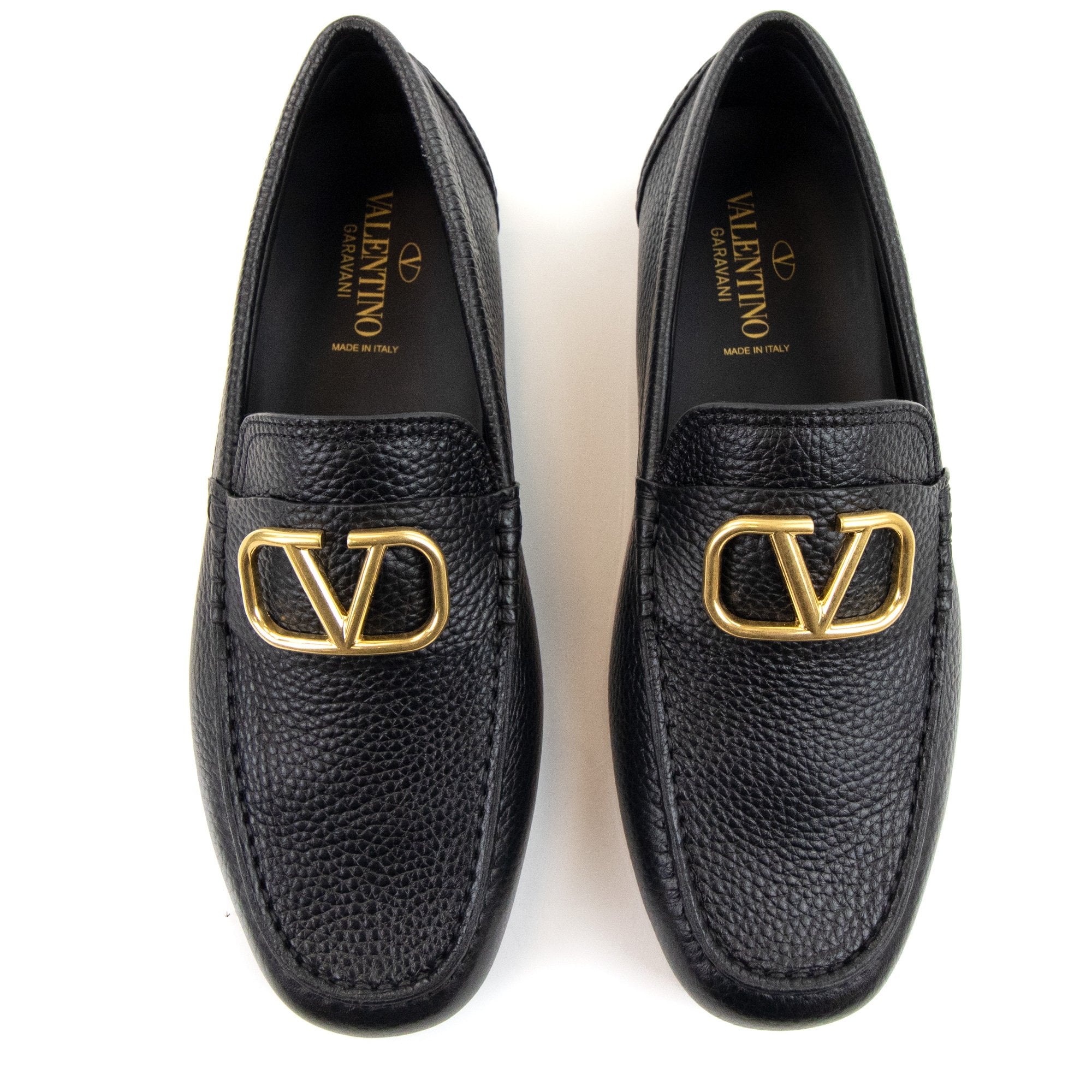 Valentino Vlogo Calfskin Driving Shoe Black/gold