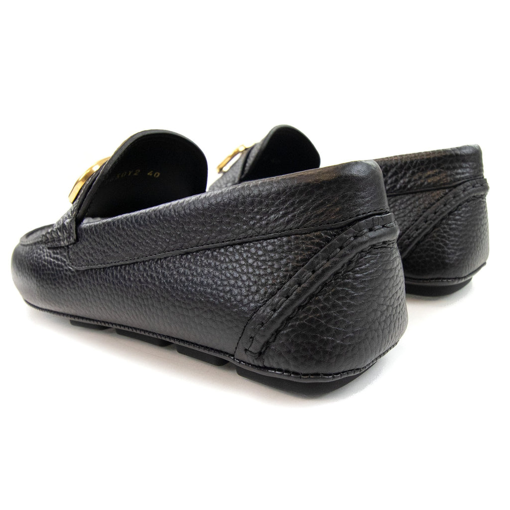 Valentino Vlogo Calfskin Driving Shoe Black/gold